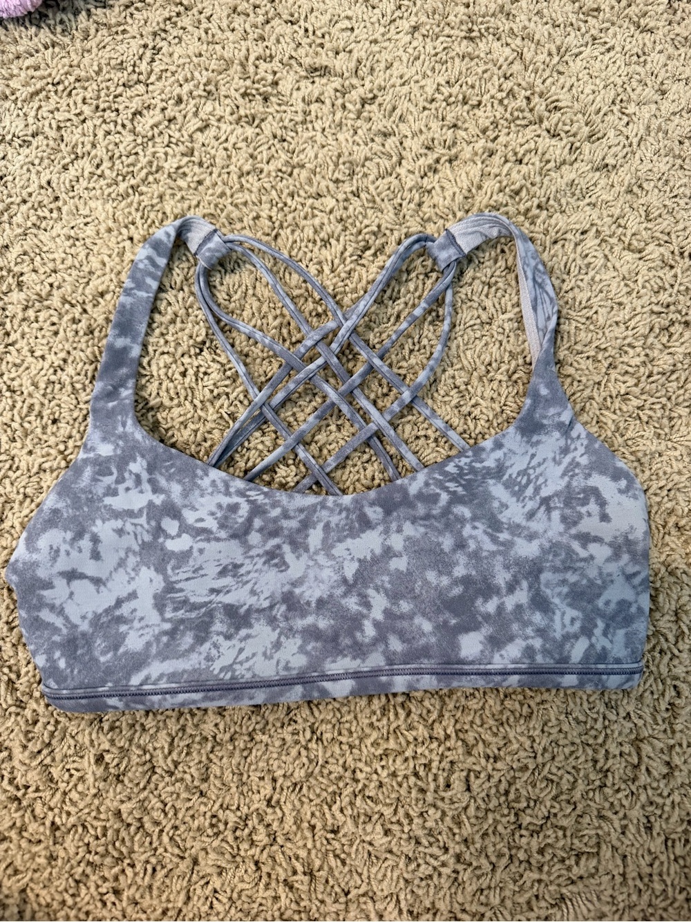 lululemon athletica Gray Tie-Dye Strappy Back Sports Bra